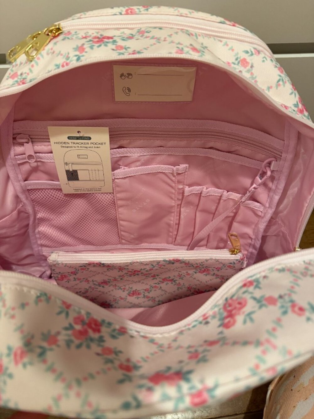 New STATE x LoveShackFancy Kane Double Pocket Backpack and Lunchbox Rosa/Garden - Picture 7 of 9